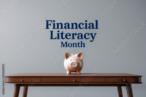 Poster card banner financial literacy month, planning strategy of expenses and income AI Generative