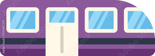 Purple subway train icon illustrating urban public transport commutes