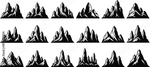 Black and white mountain silhouettes mountains peaks