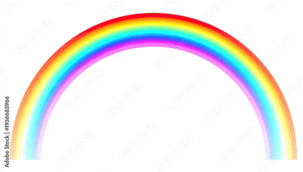 Obraz premium A vibrant, curved spectrum of light against a plain white background, resembling a rainbow