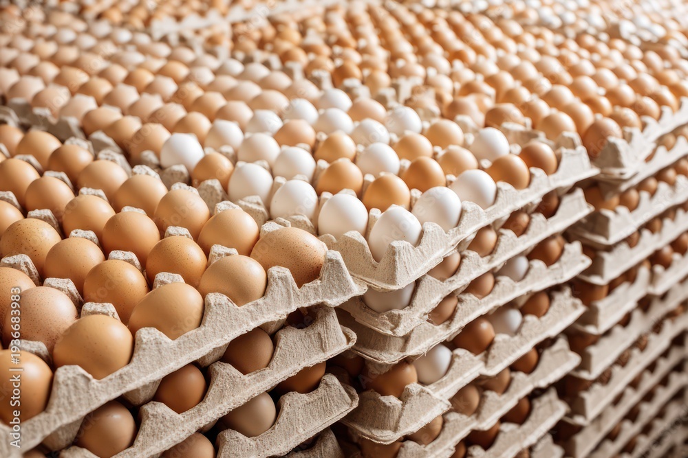 Obraz premium Hen Eggs on Pallet for Export