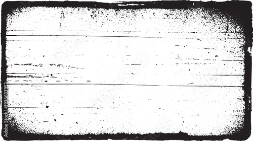 Aged photo border with horizontal lines and distressed black edges for vintage album layouts and retro photography framing effects on transparent background in high resolution vector style