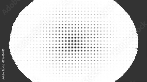 Halftone dot pattern in a circular frame with transparent background, radial gradient effect and abstract retro print design elements for graphics