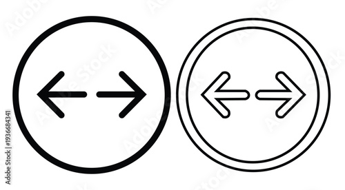 Modern vector icons for horizontal dimension adjustment and expansion, providing clear visual cues for user interfaces and intuitive digital controls