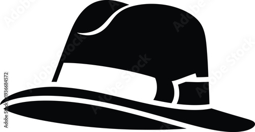 Black Silhouette of a Fedora Hat, Classic Style Symbol for Fashion, Gentility, and Mystery