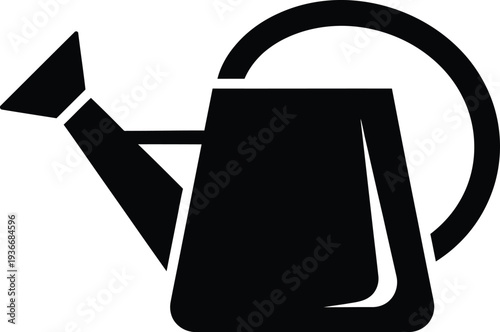 Black Silhouette of a Watering Can with Handle, Symbol for Gardening, Plants, and Growth