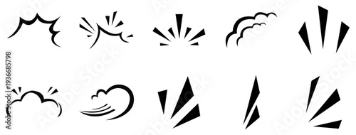 Set of Comic Motion Speed Lines and Wind Smoke Action Effect Vector