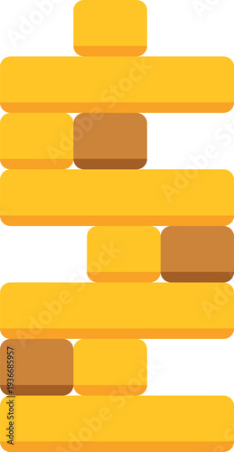 Wood blocks tower remaining stable in a challenging balance game