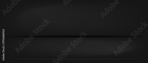 3d black room styuya, Black limbo background, Stage podium empty room for product presentation