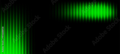 Dark green neon gradient ribbed glass. Vector ribbed glass texture background. Mesh gradient. acrylic ribbed bath surface. Reeded glass background semitransparent overlay. EPS 10