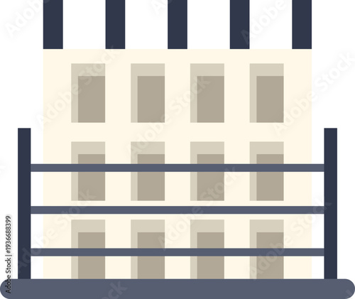 Building structure with temporary scaffolding for repair and maintenance work