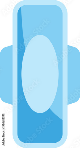 Blue sanitary pad with wings illustrating feminine hygiene and menstrual care