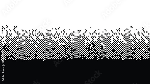 Halftone dots gradient illustration with black and white pixels