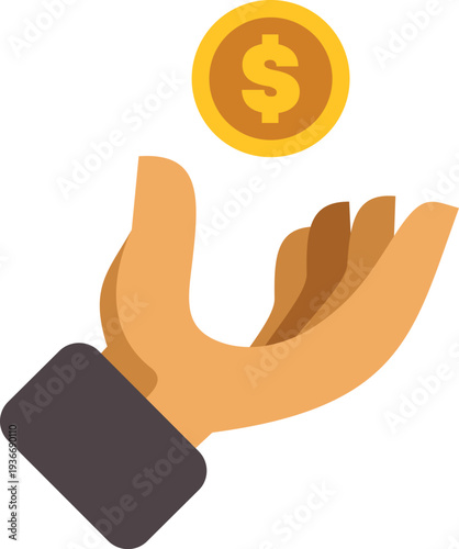 Hand catching a golden coin with a dollar symbol, representing financial transaction