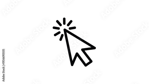 Mouse cursor icon with a click effect in black outline