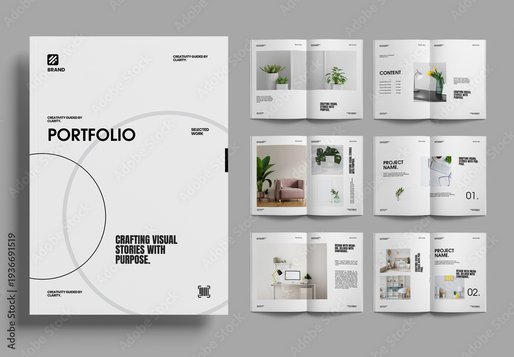 Minimal Interior Design Portfolio with Clean Modern Layout Stock ...