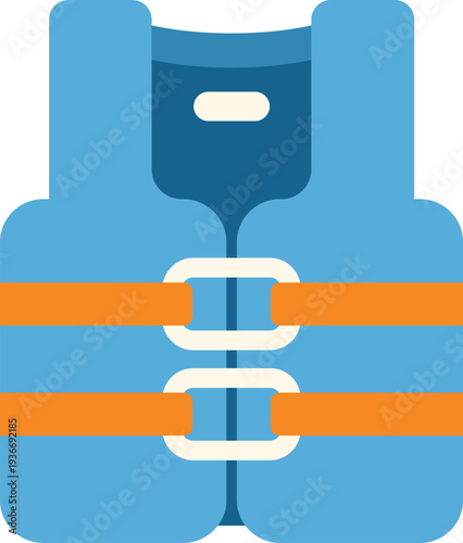 Blue and orange life vest providing safety and buoyancy on water