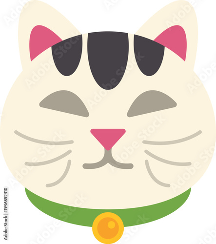 Happy maneki neko cat face representing fortune, wealth, and good luck