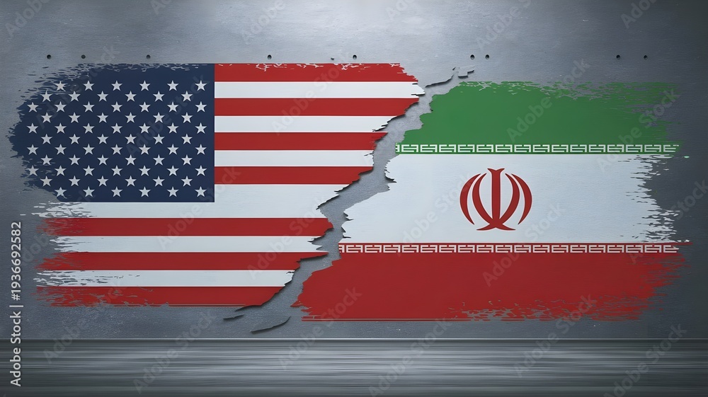 Fototapeta premium Deux drapeaux Américains et Iraniens