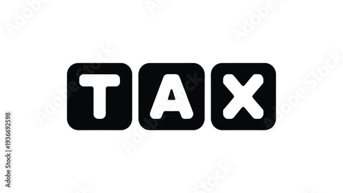 Tax logo icon with black and white color scheme design