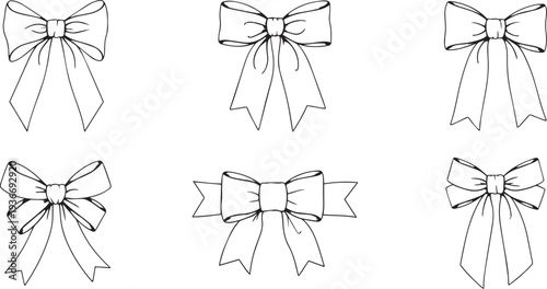 Elegant Hand-Drawn Bow Ties Vector Set for Wedding and Fashion Design