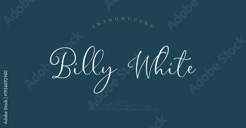 Billy White, Beauty Luxury Script font alphabet logo. Typography beautiful fashion elegant classic letters serif italic fonts decorative wedding vintage retro logos. vector illustration
