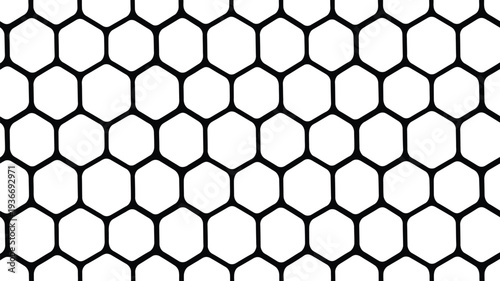 Honeycomb pattern with black lines on a white background illustration