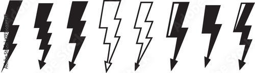 Minimalist Black Downward Arrows Set Vector Illustration