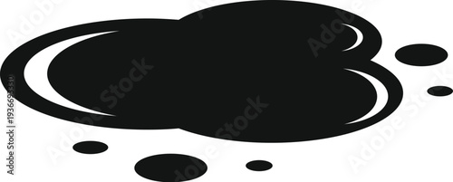 Black liquid spill or paint splash creating a stain on white background