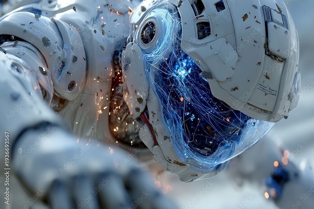 custom made wallpaper toronto digitalHigh tech quantum machine with intelligent robot. Generative AI