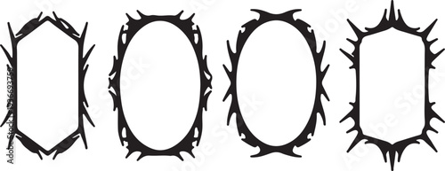 Black Thorn Frames Collection – Abstract Geometric Vector Borders for Design and Decoration