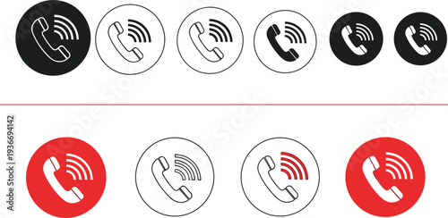 Phone call and communication icon set incoming outgoing contact button symbols vector interface collection