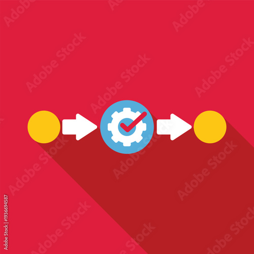 Business workflow diagram showing an approved process with gear settings