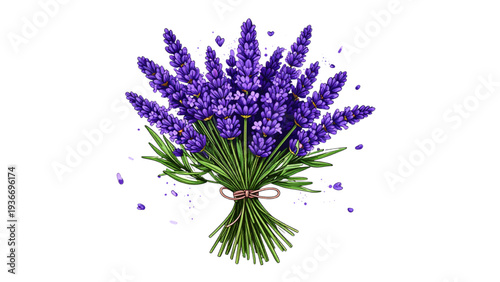 Lavender flower bundle illustration, purple floral bouquet clipart, herbal plant drawing, vintage botanical design, aromatic lavender bunch vector art