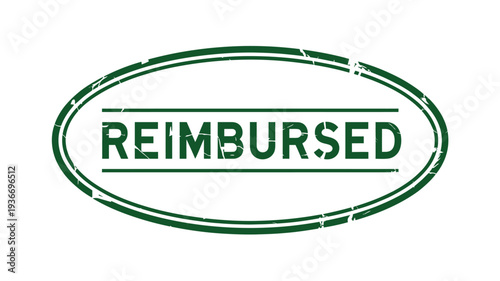Reimbursed stamp illustration in green color on white background