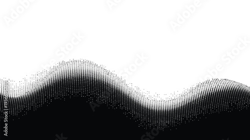 Wave vector illustration with black and white pixelated design elements