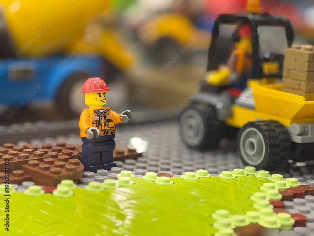 Fototapeta premium Lego construction worker with loader