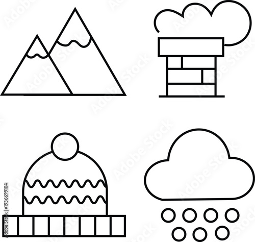 Set of 4 winter weather icons vector