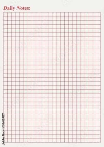 Red and Beige Daily Notes List A4 Printable Document