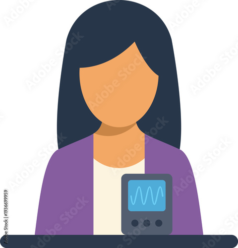 Person flat icon undergoing lie detector test for truth verification
