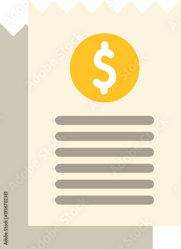 Paper bill document representing expenses, transaction, and financial cost