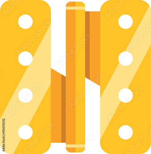 Golden door hinge vector illustration representing connection and movement