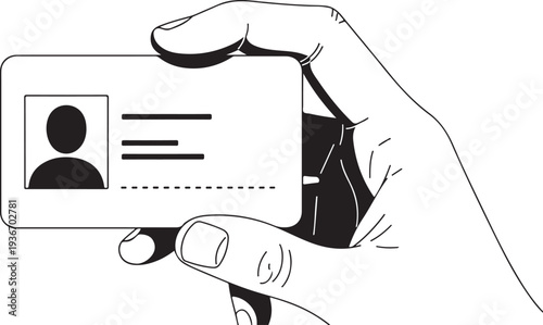Hand holding identification card with personal details