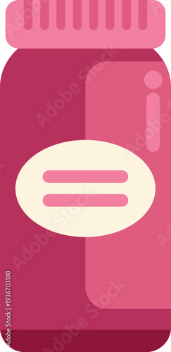 Pink medicine bottle with a blank label, representing healthcare, vitamins, or pharmaceutical products