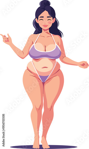 donna estate in costume da bagno mentre fa esercizi di ginnastica sport movimento yoga vettoriale