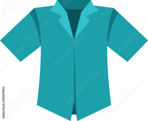 Casual short sleeve teal shirt graphic with a simple flat style