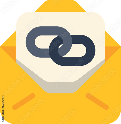 Mail icon with an embedded hyperlink symbol representing digital communication