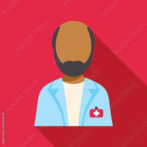 Doctor man with beard and lab coat providing healthcare service
