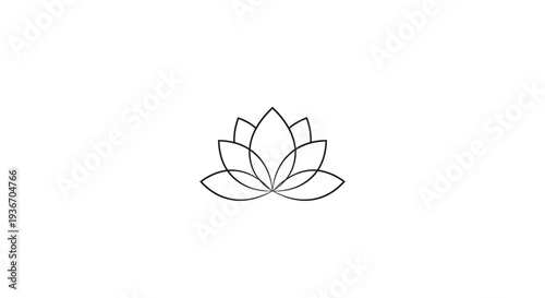 Simple outline of a lotus flower symbolizing purity and peace on isolated white background
