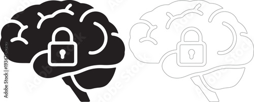 Vector graphic illustration representing secure cognitive data protection concept